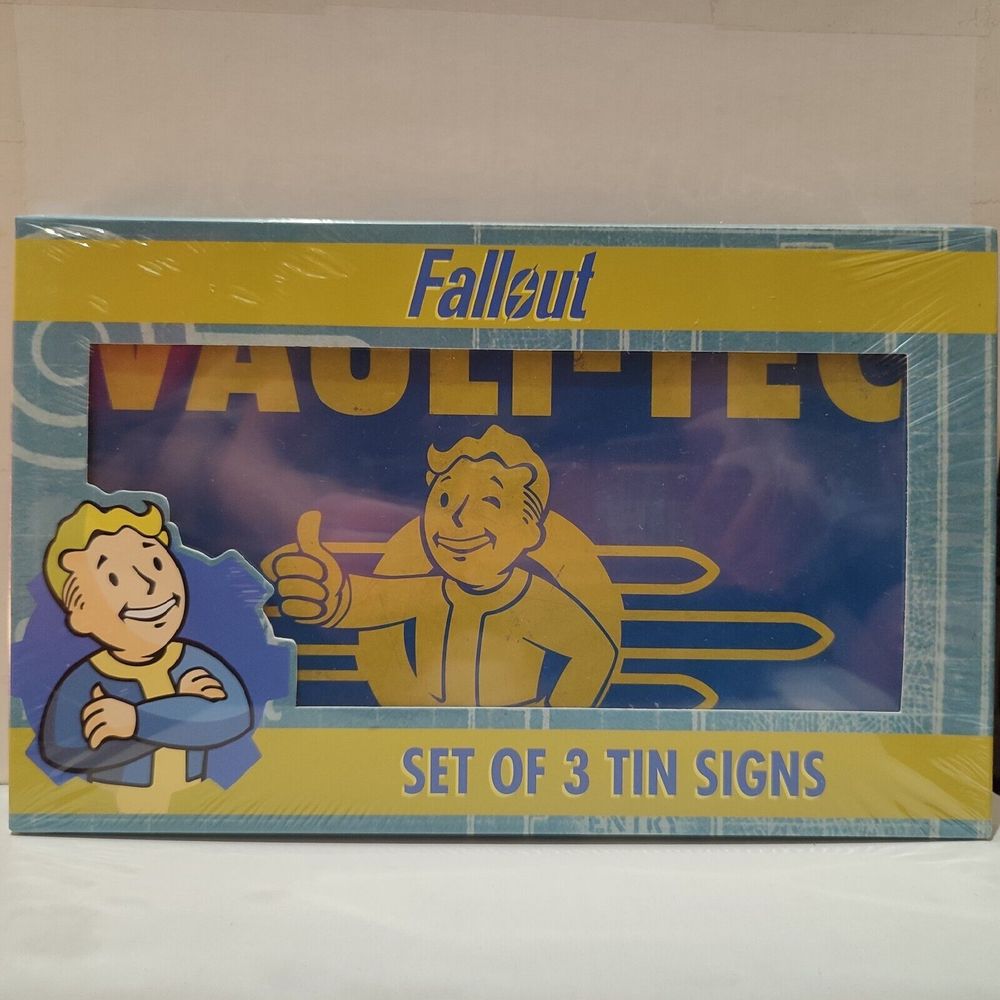 Fallout Metal Tin Sign Set Of 3 Wall Hanging Official Collectible Displays